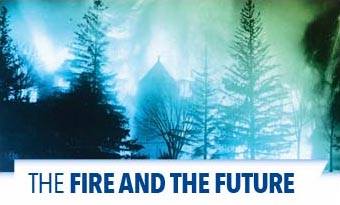 button with text that reads the fire and the future